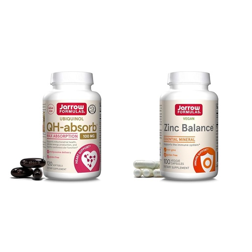 [BRSRAYITDIPA4YDK] Jarrow Formulas CoQ10 Ubiquinol 100mg Cardiovascular Support & Zinc Copper 15:1 Ratio Immune Support - 120 Servings Softgels & 100 Veggie Caps