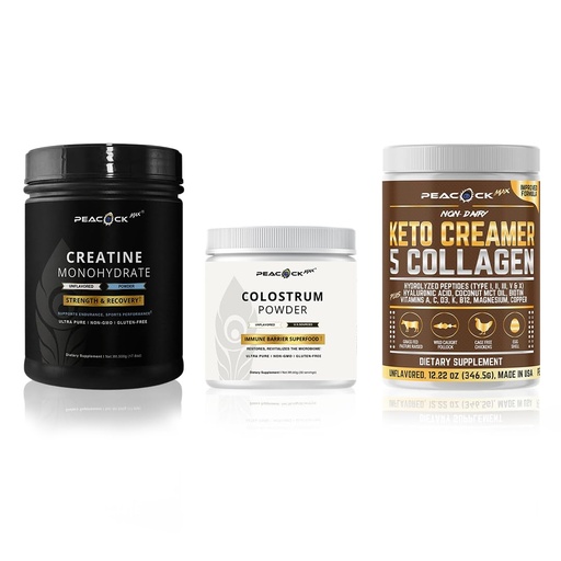 [BRSRGATYA4NW2DLD] Keto Multi Collagen Peptides (16.2 oz) + Creatine Monohydrate Powder (500g) + Colostrum Powder (60g) Bundle – Unflavored, Gluten-Free, Non-GMO, Clean Ingredient Formula