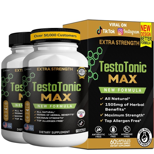 [BRSRGCYOO4CRS23U] TestoTonic MAX Dietary Supplement, New Formula, Herbal Blend, 60 Capsules (3)