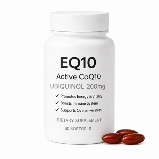 [BRSRYZY3OIIWMEI6] EQ10 Ubiquinol CoQ10-200mg-Softgel, Active Coq10 Ubiquinol Supplement, Antioxidant Support for Heart & Energy Health, Non-GMO,Gluten & Soy-Free, 60 Softgels (1pcs)