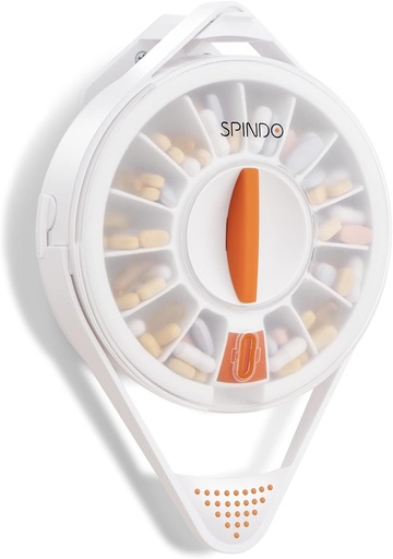 [BRSW2HYPBB6QMELA] Fullicon Pill Dispenser with 14 Large Compartments and Child-Proof Lock, Spindo Medicine Dispenser-Dispense Vitamin/Tablet/Supplement for Elderly/Amnesia/Dementia
