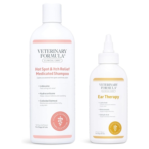 [BRSROEANCJ5G23LP] Veterinary Formula Clinical Care Hot Spot & Itch Relief Medicated Shampoo for Dogs and Cats (16oz) + Veterinary Formula Clinical Care Ear Therapy for Dogs and Cats (4 oz.)