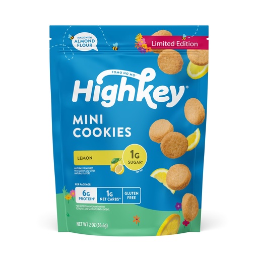 [BRSRACQYA4AWC3DZ] HighKey Lemon Mini Cookies - Low Sugar Snacks, Keto Friendly, Low Carb, Gluten Free, 6g Protein - Almond Flour Shortbread Sweet Treats with No Added Sugar - 2.0 Ounce (Pack of 3)