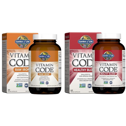 [BRSRAY33OYFAK237] Vitamin Code Raw Iron 30ct & Healthy Blood 60ct Capsules Bundle