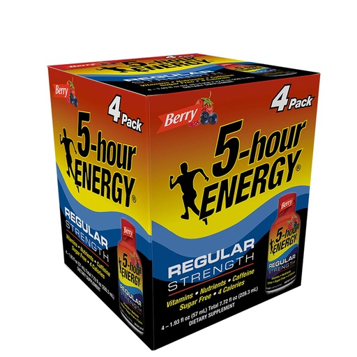[BRSWIZQACAGRQD3Y] 5-hour ENERGY Shot, Regular Strength, Berry, 1.93 oz, 4 Pack