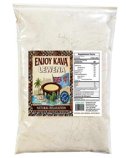 [BRSRGFINAUHAKYI4] Kava Lawena Powder 16 Oz – Authentic, Noble Kava Crown Root Powder from Fiji – Premium Grade