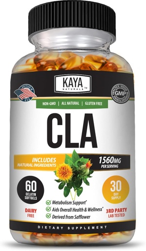 [BRSRAA34BANB6FDL] Kaya Naturals CLA Capsules – Conjugated Linoleic Acid – Non-GMO & Gluten-Free (60 Count (Pack of 1))