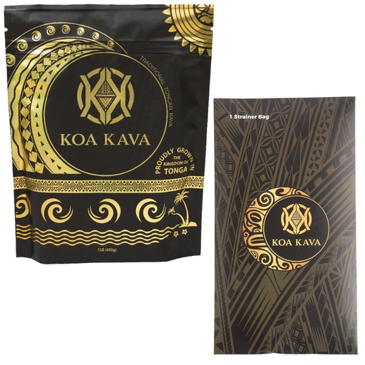 [BRSROGL3CENQICT4] 1 Lb Kava Tonga and Strainer Bundle