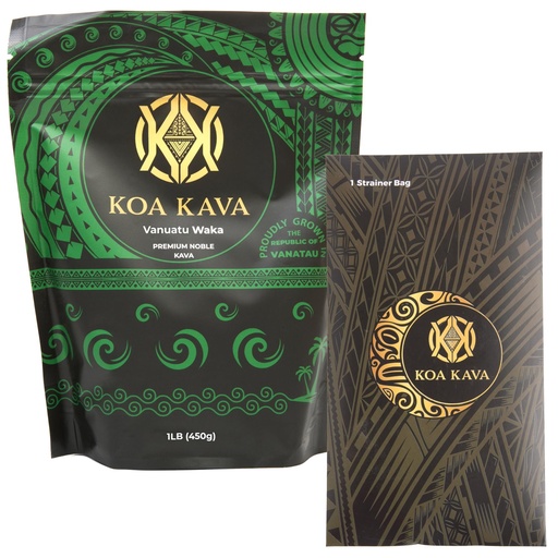 [BRSROAINDN6BECL4] 1 Pound Premium Vanuatu Waka Kava with Kava Strainer