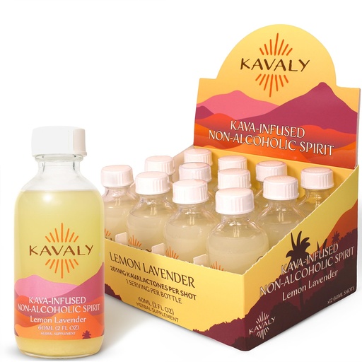 [BRSRGFARCR4BQG3P] Kavaly Non-Alcoholic Kava-Infused Spirit Shots, Premium Alcohol-Free Kava Drink for Social Rituals and Mocktails, Modern Alcohol Alternative, Lemon Lavender, 60 ml (12 Pack)