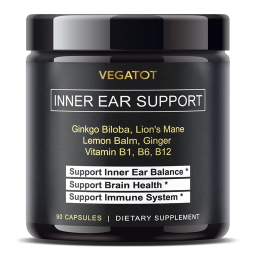 [BRSRM2QTB4CR62D6] VEGATOT Inner Ear Supplement with Ginkgo Biloba Lion's Mane Lemon Balm Ginger VIT B1, B6, B12- for Dizziness Spinning Inner Ear Balance