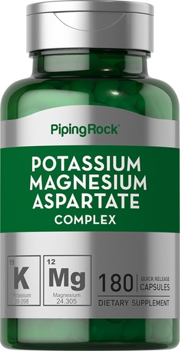 [BRSWIFDQAV4GK2AV] Piping Rock Potassium Magnesium Aspartate Supplement | 180 Capsules | Complex for Women and Men | Non-GMO, Gluten Free