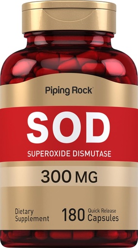 [BRSW2CAKDENQYFAY] Piping Rock Superoxide Dismutase | SOD | 300 mg | 180 Capsules | Non-GMO, Gluten Free Supplement