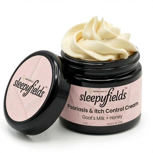 [BRSREYYTOJ7WMDTD] SLEEPY FIELDS Psoriasis & Itch Control Cream – Goat’s Milk + Honey for Dry, Flaky Skin – Natural Relief with Aloe Vera, Shea Butter – Non-Greasy, Hypoallergenic, Paraben-Free – 2oz.