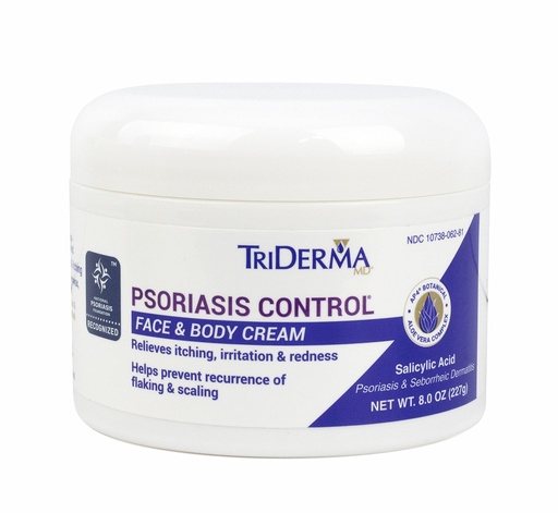 [BRSRMZD5AB6B4G3H] TriDerma Psoriasis Control Face & Body Cream - Maximum Strength 3% Salicylic Acid - Moisturizing Psoriasis Cream (No Cortisone, Fragrance or Parabens) - 8 Oz Jar