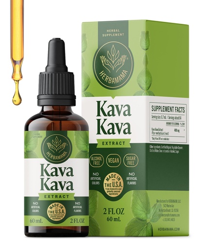 [BRSREEAFCQNRED3V] HERBAMAMA Kava Kava Drops - Vegan Relaxation & Mood Support with Root Extract - Non-GMO, Alcohol & Sugar-Free Liquid Calming Supplement, 84-Day Supply