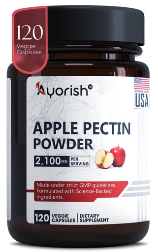 [BRSREAL5AR7WYFLZ] Ayorish Apple Pectin Capsules 2100mg 120 Count Apple Pectin Powder Plant Based Dietary Fiber Pectin Extract Vegan Non GMO