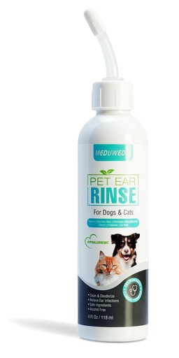 [BRSRAYADDN6AKAL5] MEDUWEDU Dog Ear Cleaner, Dog Ear Care Liquid, Dog and Cat Ear Cleaner to Eliminates Ear Odour, Dirt and Debris Pet Ear Cleaner Solution,Remove Wax, Dirt & Stop Smelly, Itchy, Non-Irritating, 4 Fl oz