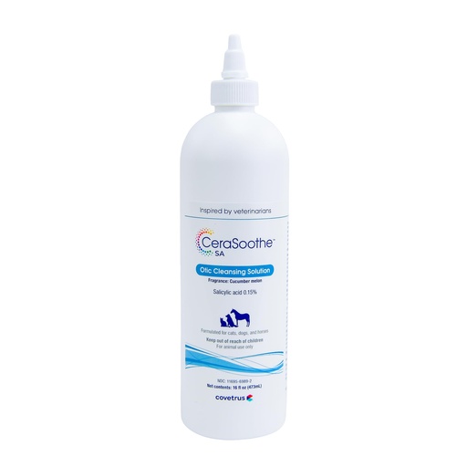 [BRSW2EANA4ARU3LU] Covetrus CeraSoothe® SA Ear Cleansing Solution for Dogs, Cats & Horses – Salicylic Acid Formula to Remove Wax, Debris & Odor, 16 oz