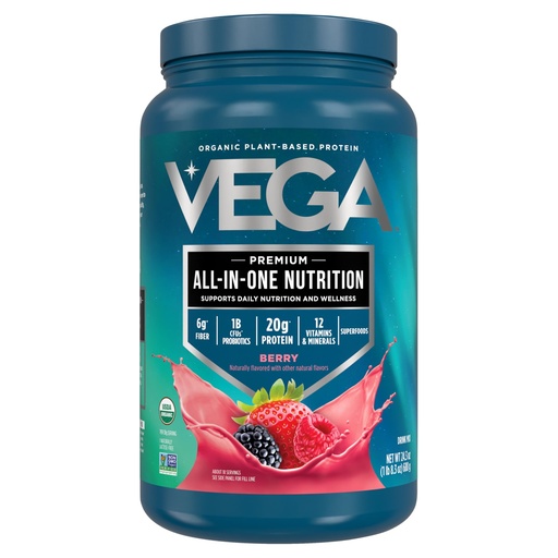 [BRSWG2YBDMCGOF3Z] Vega All in One Nutrition Organic - 20g Plant-Based Pea Protein, Berry, 20 Servings, Vitamins A & C, Probiotics, Greens, Vegan, Keto, Gluten Free, 24.3oz (Packaging May Vary)