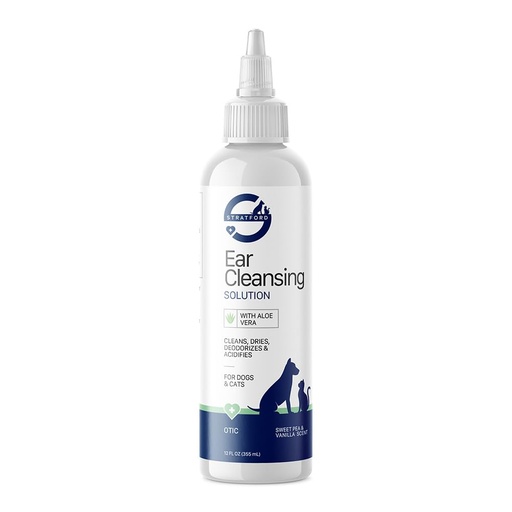 [BRSWIALYCB7RKDTM] Stratford Pharmaceuticals Ear Cleaner & Drying Solution for Dogs & Cats w/Aloe Vera to Wash Debris, Wax, Odor & Irritation Relief, Sweat Pea Vanilla Scent, 12 oz