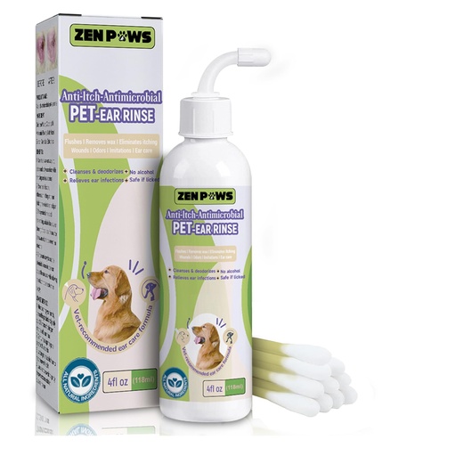[BRSROHQCCJ7AMC3Z] Zenpaws Dog and Cat Ear Cleaner Solution – Ear Drops - - Advanced Veterinary Recipe. Remove Wax and Build up and Relieve Itchiness - Alcohol-Free