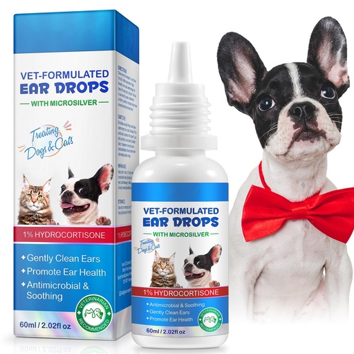 [BRSRAC36BYFWKCY6] Cat & Dog Ear Infection Treatment Drops, Ear Drops for Pets, with 1% Hydrocortisone for Dog Yeast Ear Infections, Cat & Dog Ear Cleaner for Itchy Ear Relief, Pet Ear Care Supplies (2.02 Fl Oz)