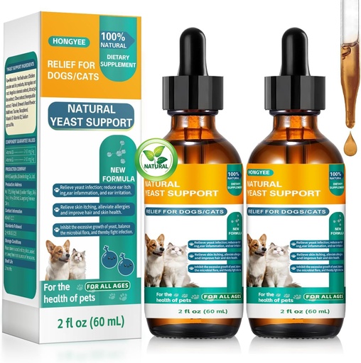 [BRSREHY3OUAQAETZ] Natural Yeast Relief for Dogs&Cats, Support Healthy Itch Relief, Ear Paw Discomfort Care, Itch Relief for Dog&Cats, Allergy Supports, Inflammation Relief for Dogs(2 Pack (60 ml + 60 ml))