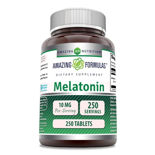[BRSWGZYROEIBUALJ] Amazing Formulas Melatonin Supplement | 10 Mg Per Serving | 250 Tablets | Non GMO | Gluten Free | Made in USA