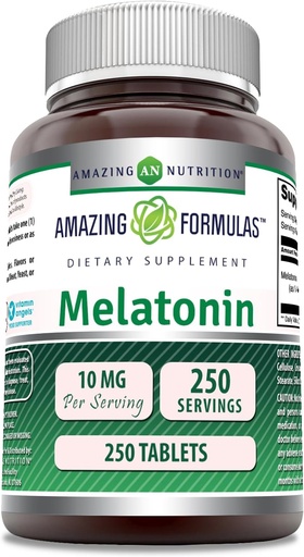 [BRSWGZYROEIBUALJ] Amazing Formulas Melatonin Supplement | 10 Mg Per Serving | 250 Tablets | Non GMO | Gluten Free | Made in USA