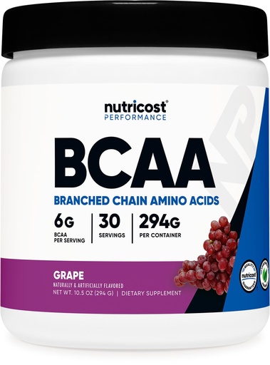 [BRSWGGA6BYPBAELL] Nutricost BCAA Powder (Grape, 30 Servings) - Optimal 2:1:1 Ratio, Vegetarian, Non-GMO