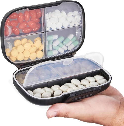 [BRSRAEITPIORSG3L] Sukuos Travel Pill Organizer Weekly with Double Lock, Portable Pill Box with Large 7 Compartment, Airtight Daily Medicine Case Container with Labels for Vitamins/Fish Oils/Συμπληρώματα