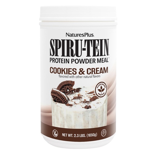 [BRSWIYT3PMCQGFA5] NaturesPlus SPIRU-TEIN, Cookies & Cream - 2.3 lbs - Plant-Based Protein Shake - Non-GMO, Vegetarian, Gluten Free - 30 Servings