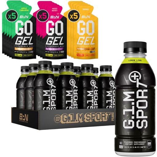 [BRSRECQHOUIRQDTO] BARE PERFORMANCE NUTRITION BPN Go Gel Endurance Variety Pack – 15 Single-Serving Gels + G.1.M Sport+ RTD Endurance Drink – Lemon Lime 12 Pack | Energy Gel + Ready-to-Drink Endurance Fuel Bundle