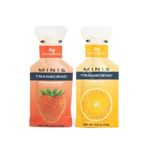[BRSRGA35BMCAAGQY] Transcend Foods Mini Strawberry + Orange Gels (0.6 oz, Pack of 12) Fast-Acting Carb Gel Strawberry and Orange Flavor – Caffeine Free, Gluten Free