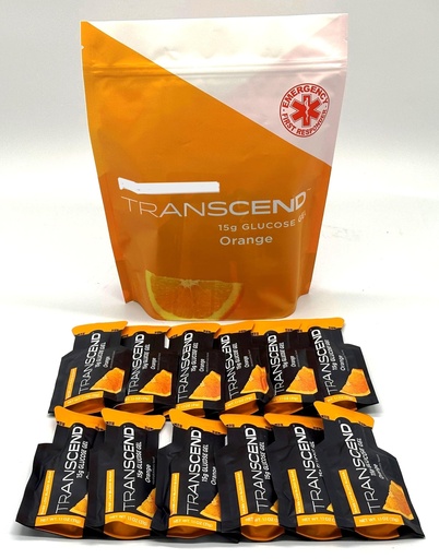 [BRSRAYYODN4GACL5] Orange Flavored Glucose Gels, Twelve 1.1-Ounce Packets in Brand Bag, 15-Grams Fast-Acting Glucose