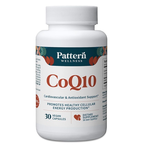 [BRSROFANBN6WE3L2] Pattern Wellness CoQ10 – 200mg Ubiquinone with BioPerine® Black Pepper Extract – Cellular Energy & Vitality Support – Non-GMO – 30 Vegan Capsules*