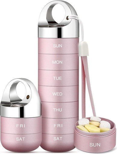 [BRSRMAD2OB6GEFYY] Zannaki Metal Travel Pill Organizer, Portable Waterproof Weekly Pill Box, Large Aluminum Alloy Container, BPA Free 7 Day Daily Medicine Organizer Holder for Vitamin, Fish Oil, Supplement