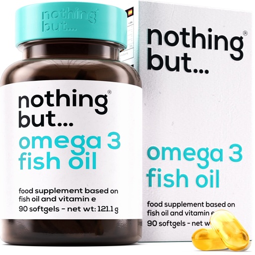 [BRSWYBADPMIRQGTD] Omega 3 Fish Oil Natural Supplement 1000 mg - Heart Health, Brain, and Joint Support with Vitamin E, DHA and EPA - Easy to Swallow Burpless 90 Softgels