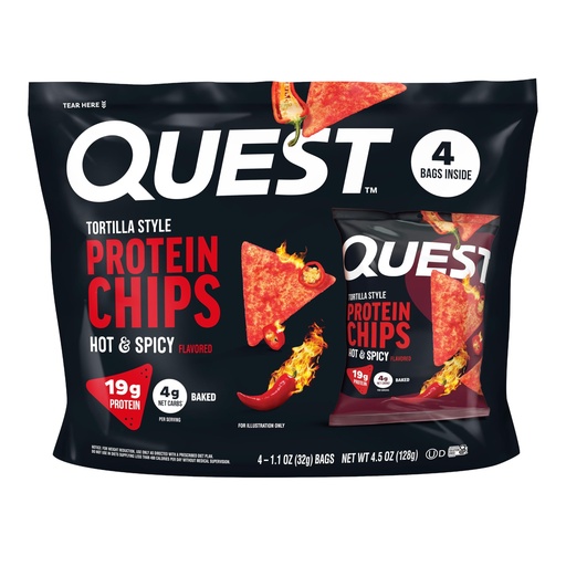 [BRSREFANB4IBMALJ] Quest Nutrition Tortilla Style Protein Chips, Hot & Spicy, 19g of Protein, 4g Net Carbs, High Protein, Gluten Free, 1.1 Ounce, 4 count
