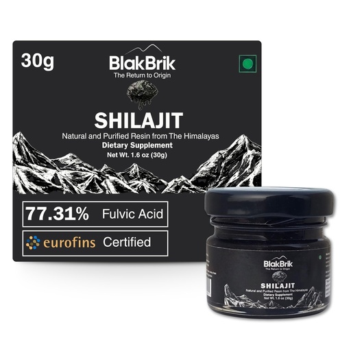 [BRSRECYRC4NAOGTA] Pure Himalayan Shilajit Resin, High Potency - 77% Fulvic Acid, 80+ Trace Minerals, Supports Energy Boost & Immune Support, Lab Tested for Purity, Pack of 1, 60 Servings of 500 mg