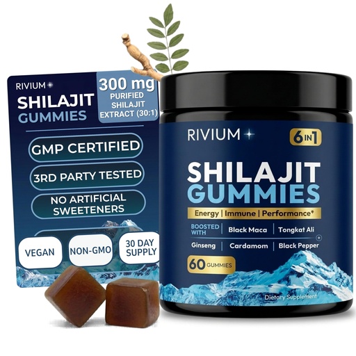 [BRSRGZIEB55RMCDO] Shilajit Gummies - Himalayan Shilajit Extract | Maca | Ginseng | Cardamom & Tongkat Ali – Natural Mineral Support for Everyday Energy, Vitality & Wellness – 60 Gummies