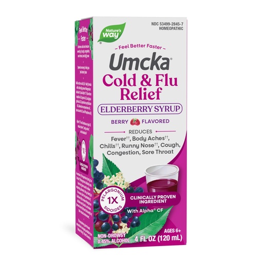 [BRSWIFD2OMDBACQ7] Nature's Way Umcka Cold & Flu Relief Elderberry Syrup, Berry, 4 Fl Oz