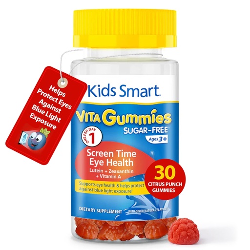 [BRSRGCTYOUFRA2DA] KIDS SMART Vita Gummies Screen Time Eye Health for Kids Ages 3+ | Lutein, Zeaxanthin & Vitamin A Vision Support | Blue Light Eye Protection | Sugar-Free Vegan Gummies | Kids Eye Vitamins