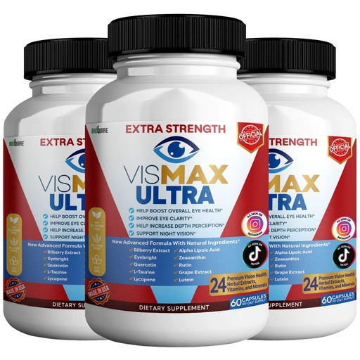 [BRSREAQRCJ5QKGTA] Vismax Ultra Vision Support Supplement, 60 Capsules, 24 Premium Ingredients with Vitamins and Minerals, 30-Day Supply (3)
