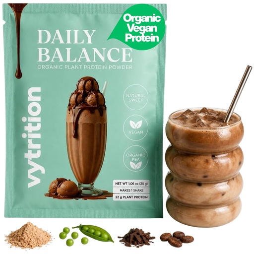 [BRSRGCD2AF5GM3QU] Organic Vegan Protein Powder Chocolate | 22g Plant Protein | Keto Friendly | All 9 Essential Amino Acids | No Added Sugar | Low Carb | Gluten & Dairy Free | 30g Single-Serve Sachet