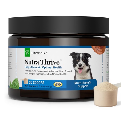 [BRSRAA37BEPBSE3U] Ultimate Pet Nutrition Nutra Thrive Canine, 40-in-1 Nutritional Powder Supplement for Dogs with Digestion and Immune Support, Vitamins, Minerals, Probiotics, Enzymes, 30 Scoops