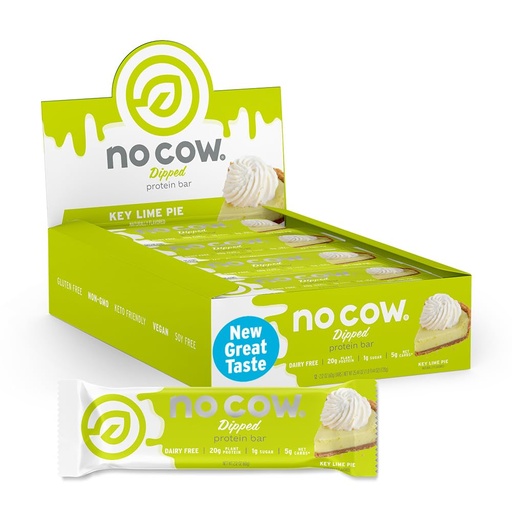 [BRSRMZYDBEFBA3LJ] No Cow Vegan Protein Bars, Upgraded Key Lime Pie | 20g Plant Based Protein, Gluten Free, Dairy Free, Soy Free, Keto Friendly, Low Sugar, High Fiber Snack Bars | Pack of 12