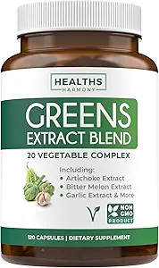 [BRSRAZD2BMJRAAAU] Super Greens Antioxidants Superfoods 2250mg Supplement - 20 Ingredients with Sprouts, Mushrooms, Roots, Garlic, Bitter Melon, Artichoke, Celery Seed, Cayenne pepper, Alfalfa NON GMO - 60 Capsules
