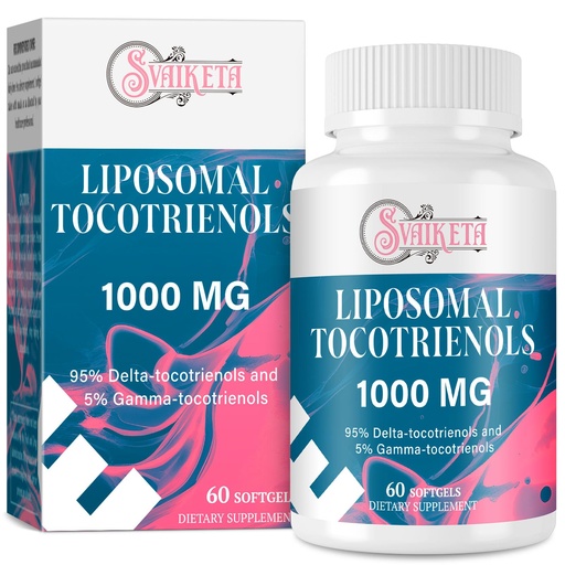 [BRSRGCAHOAHRAETX] Liposomal Tocotrienols 1000mg Softgels – Advanced Absorption Vitamin E Complex with 95% Delta & 5% Gamma Tocotrienols, 60 Count